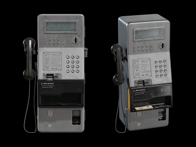 3d复古电话机公用电话模型