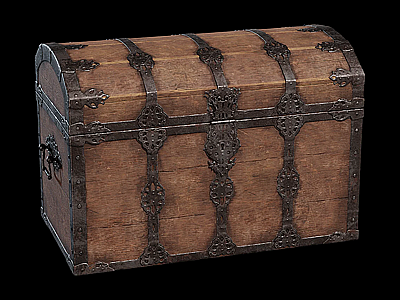 复古木箱子藏宝箱3d模型