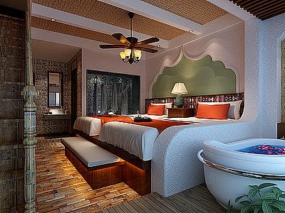 东南亚酒店客房模型3d模型