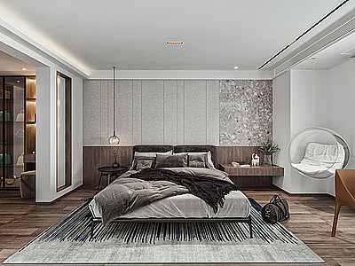 现代主卧室模型3d模型