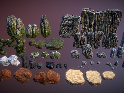 3d现代景观石头模型