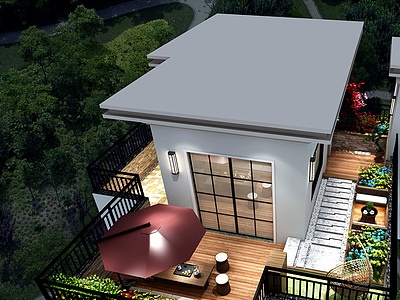屋顶花园花园阳台模型3d模型