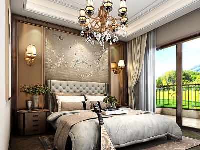 3d传统中式卧室模型