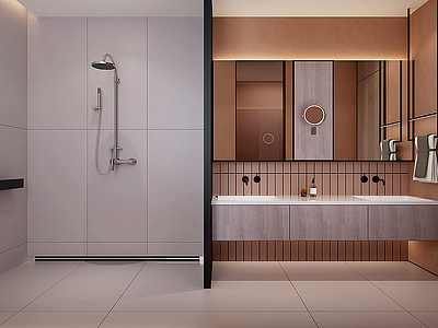 卫生间浴室柜淋浴房模型