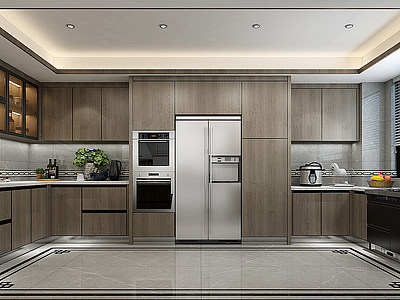 3d新中式开放式厨房模型
