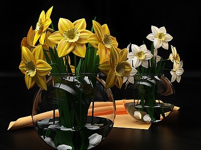 3d花瓶花艺模型