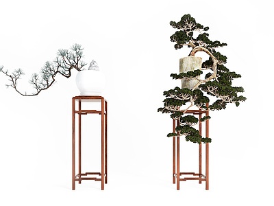 中式绿植模型