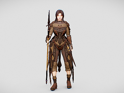 3d游戏角色女战士模型