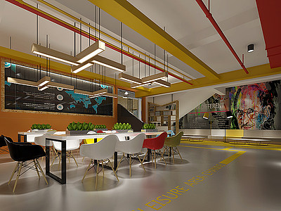 3d工业风咖啡厅模型