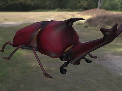 3d双叉犀金龟独角仙昆虫动物模型