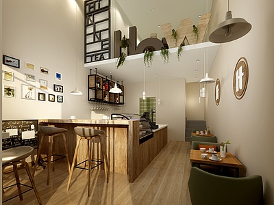 3d现代咖啡厅模型
