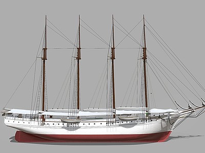 3d现代木船帆模型