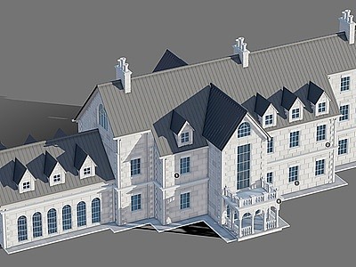 3d欧式别墅哥特式别墅模型