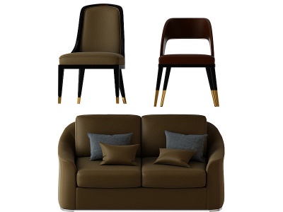 双人沙发单椅组合模型3d模型