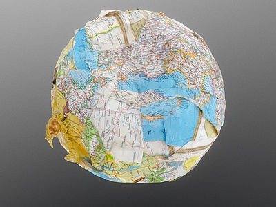 工业风玩具纸地球仪模型