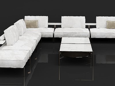 绒布组合沙发模型3d模型