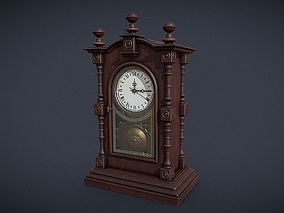 3d小钟表挂件欧式复古小钟表模型