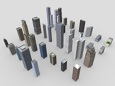 3d现代城市办公楼模型
