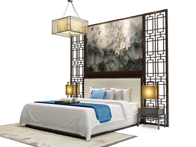 中式床模型