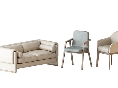 北欧椅子休闲沙发组合模型3d模型