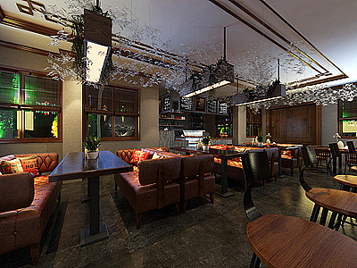 3d酒店咖啡厅模型
