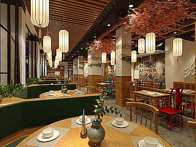 3d中式饭馆模型