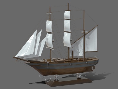3d帆船工艺品雕塑摆件模型
