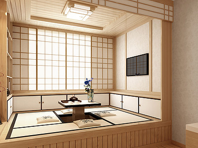 3d日式茶室模型