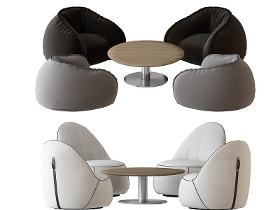 3d现代单人休闲沙发茶几组合模型