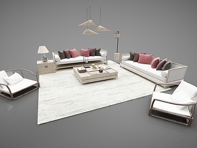 新中式风格组合沙发家具模型