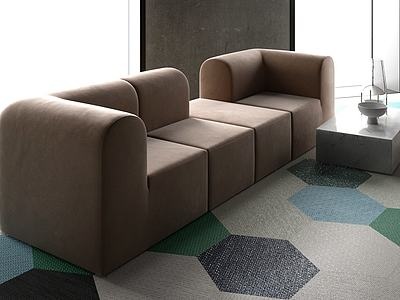 3d后现代客厅沙发组合模型