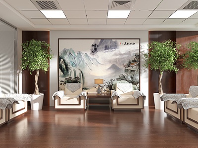 3d新中式会客厅模型