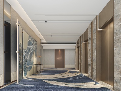 3d酒店电梯厅模型