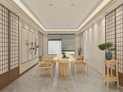 3d新中式茶餐厅模型