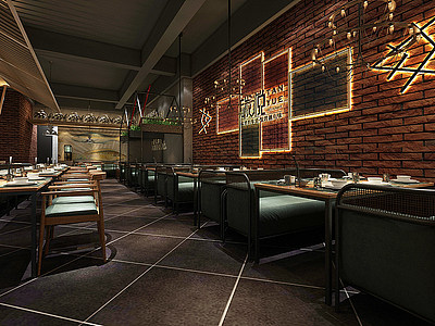 3d餐厅快餐厅模型