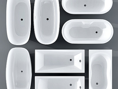 3d嵌入式浴缸组合模型
