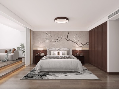 新中式家居卧室模型