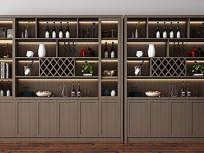 新中式实木酒柜装饰柜模型3d模型