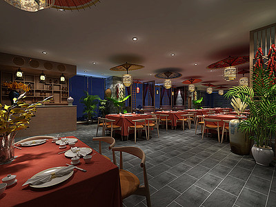 3d中式中餐厅模型