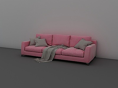 3d简约布艺三人沙发模型