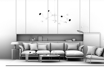 3d北欧风格布艺沙发模型
