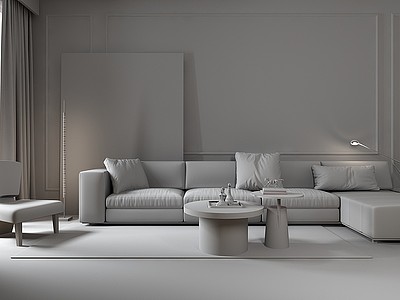 3d客厅沙发茶几组合挂画模型