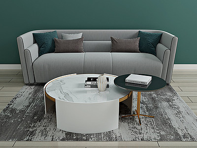 3d客厅沙发茶几装饰画模型