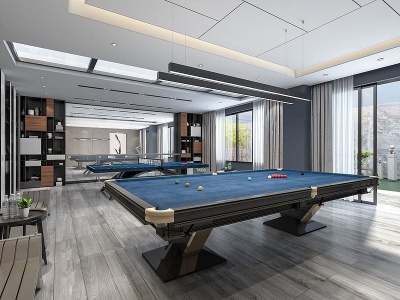 3d休闲乒乓球桌球室模型