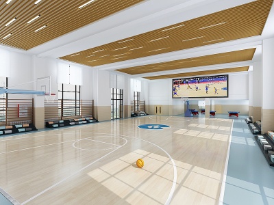 3d现代室内校篮球场模型