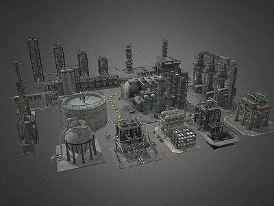 3d炼油厂建筑模型