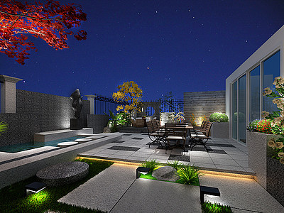 3d屋顶露天花园模型