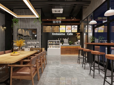 3d工业风咖啡店收银台吊灯模型
