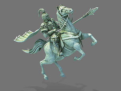 3d古代三国将军雕塑装置模型