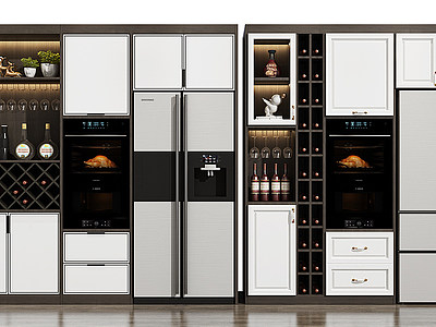 3d酒柜冰箱烤箱组合模型